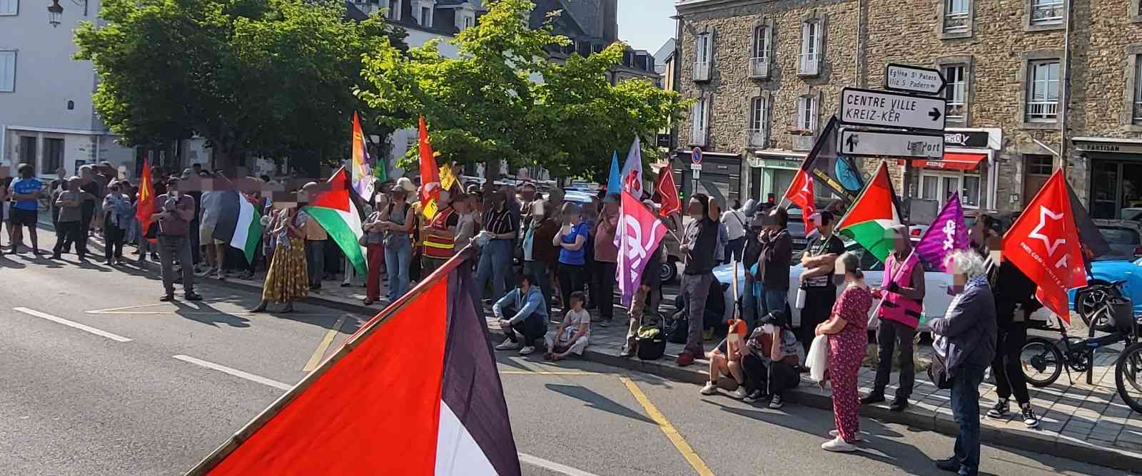 Plus de 100 personnes à Vannes et 150 000 sur toute la France réunies pour lutter contre le génocide en Palestine et contre la prise d’otage de l’équipage du Madleen